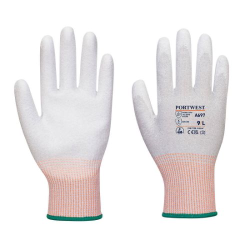 Portwest LR13 ESD PU Palm Glove - 12 pack Grey/White Grey/White